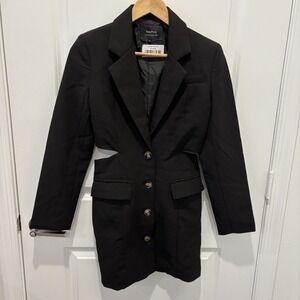 RolyPoly Black Cut Out Blazer Jacket Size S $110